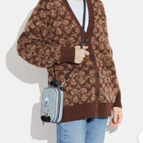 NWT Coach CC325 Disney X Coach Eva Phone Crossbody W/Ursula Motif Ice Blue Multi - Picture 4 of 10